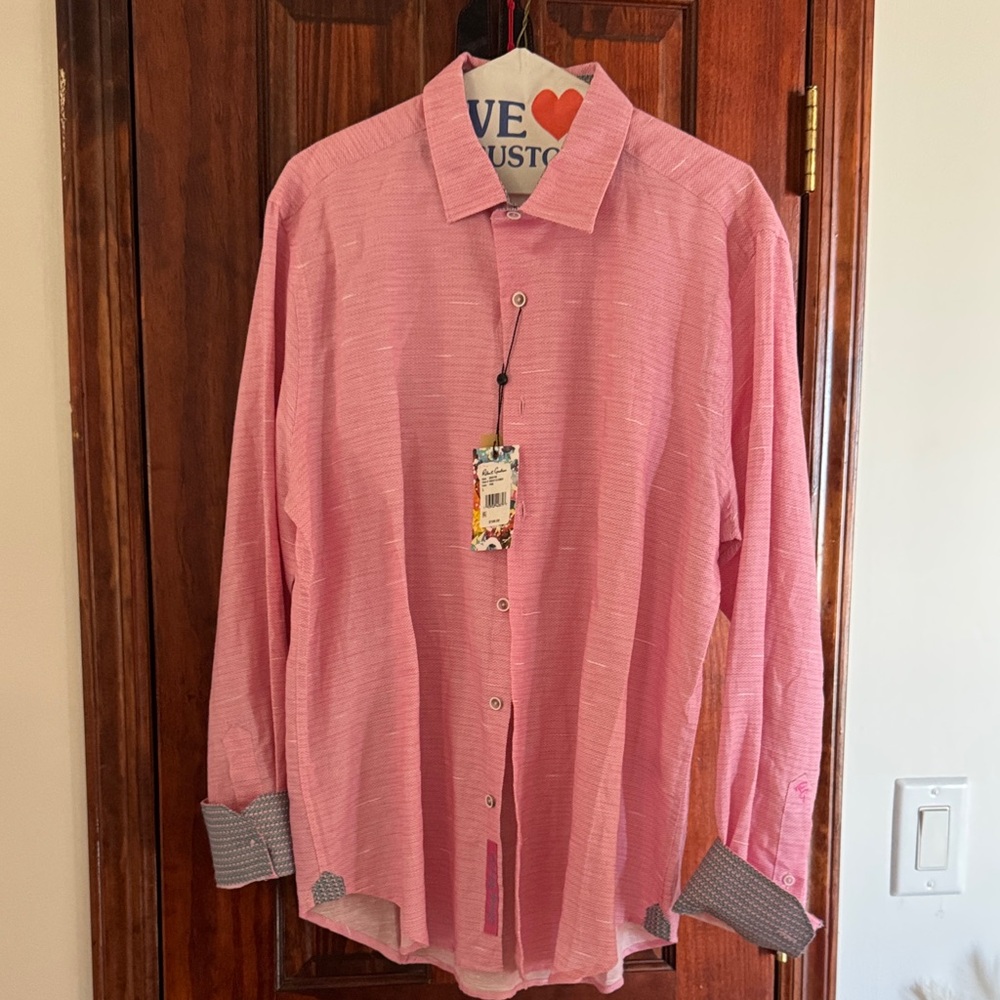 Robert Graham Men’s Pink Casual Button Down Shirt